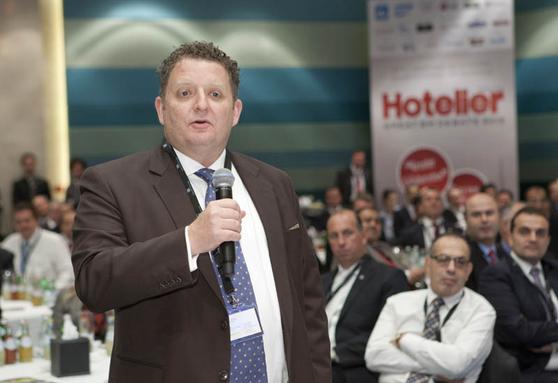Simon Lazarus speaking at the Hotelier Middle East Great GM Debate 2013.